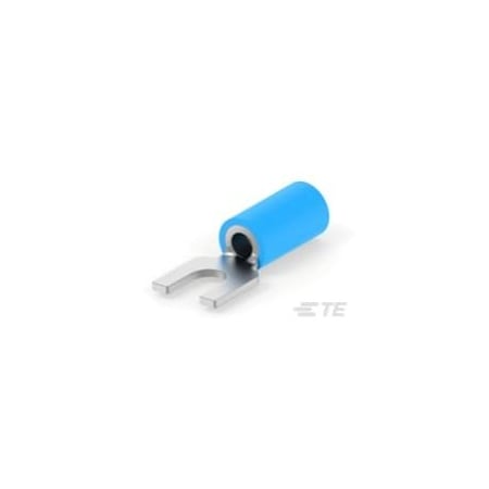 Te Connectivity Fork Terminal, #6, M3.5 Stud Size, 600 V, Vinyl Insulated, Blue 2-1377173-6